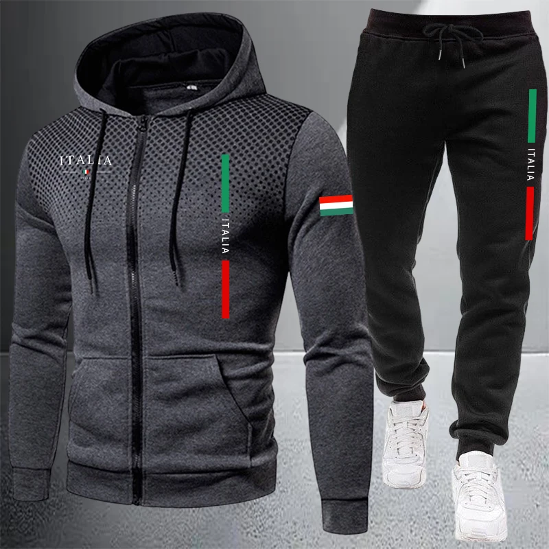 Winter Clothing Gear - Men's Tracksuit Casual Zip Hooded Sweatshirt