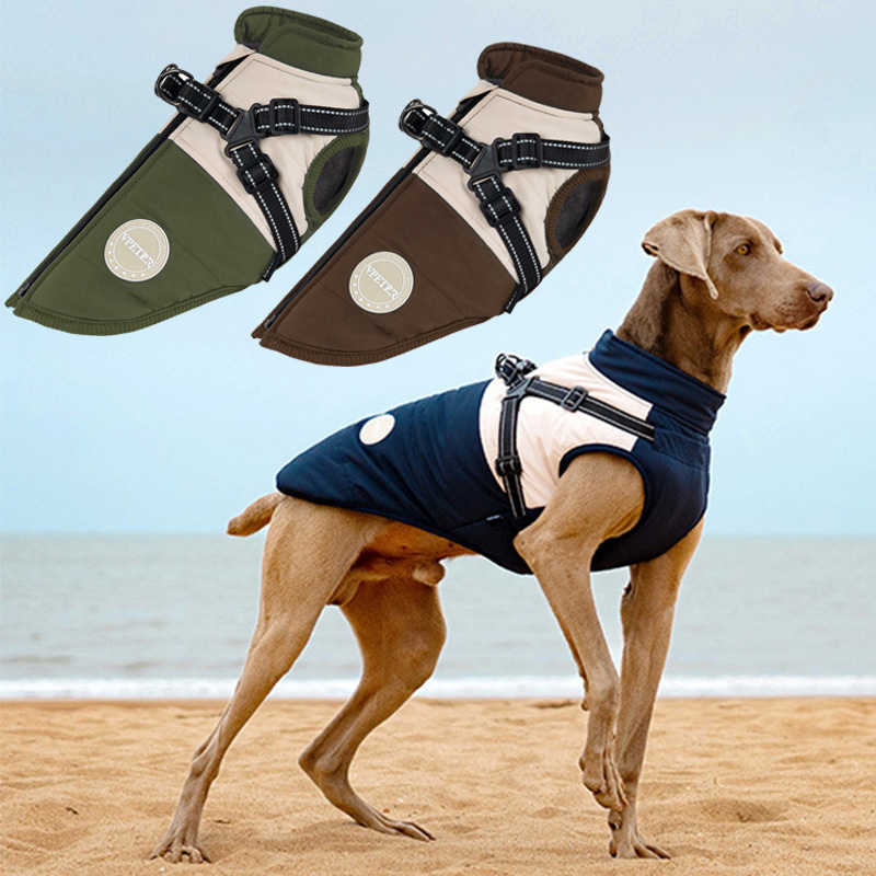 Winter Clothing For Dogs - Warm Dog Vest With Built-in Harness