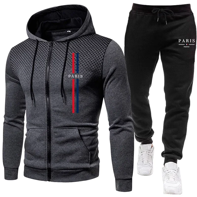 Winter Clothing For Men - Men sports suit zipper jacket+pants two-piece