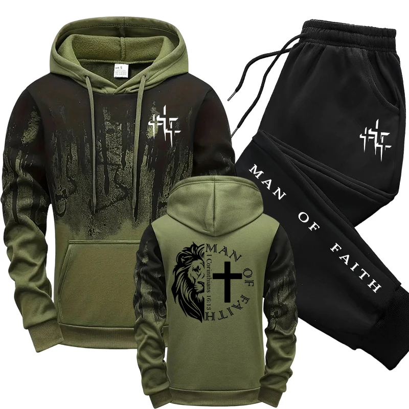 Winter Clothing For Men - Man of Faith Pattern Men's Set