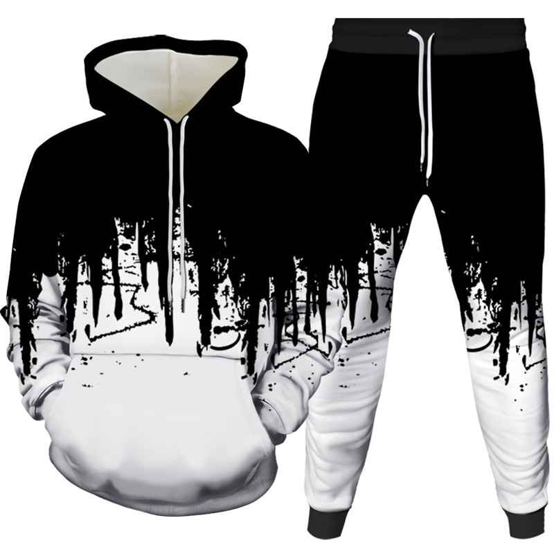 Winter Clothing For Men - Ink Painting 3D Printed Hoodie Pant