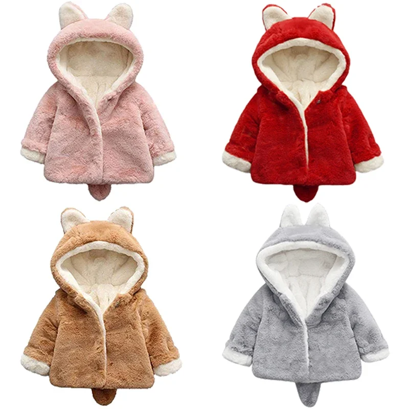 Cute Cat Ears Plush Baby Jacke - Winter Clothing For Baby Girl review and price