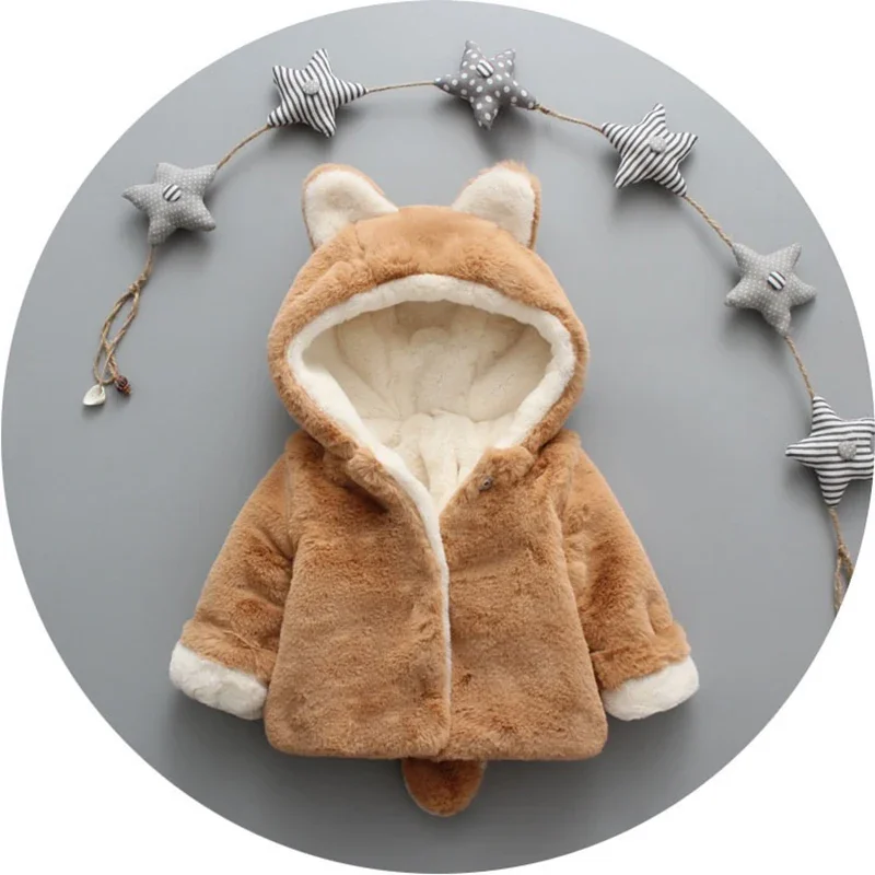 Cute Cat Ears Plush Baby Jacke - Winter Clothing For Baby Girl review and price