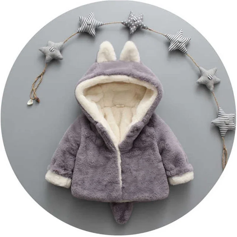 Cute Cat Ears Plush Baby Jacke - Winter Clothing For Baby Girl review and price