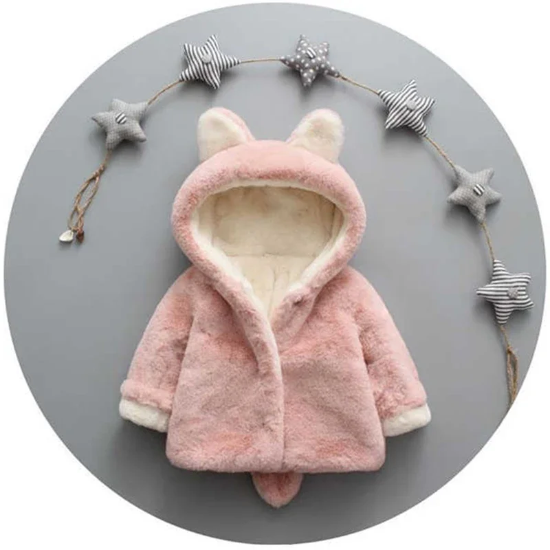 Cute Cat Ears Plush Baby Jacke - Winter Clothing For Baby Girl review and price